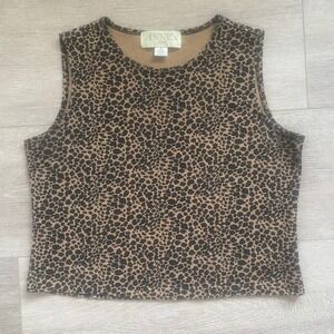 Vintage Casual Corner Annex Leopard Print Crop Tank Size Small